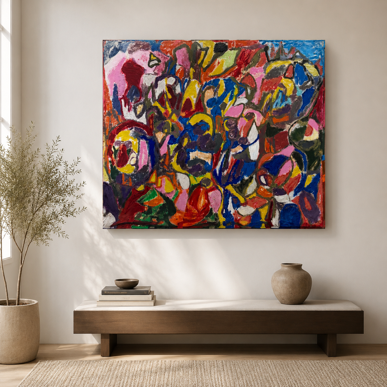 Abstract Textured Acrylic on Canvas Painting - Gallery Wrapped) 48 x 36 In