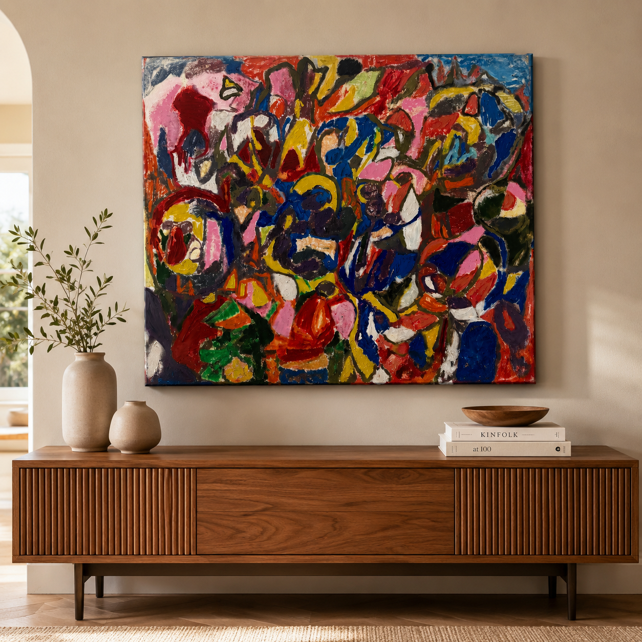Abstract Textured Acrylic on Canvas Painting - Gallery Wrapped) 48 x 36 In