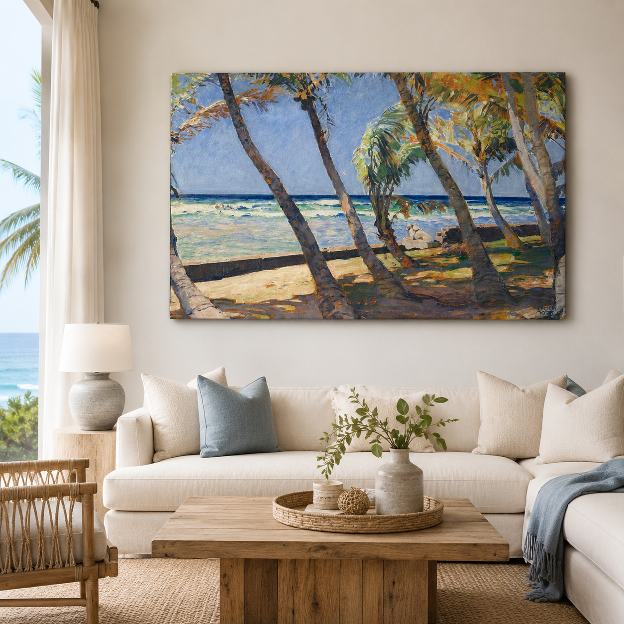 Coastal Landscape Art Print on Canvas, Gallery Wrapped, 48 × 36 in
