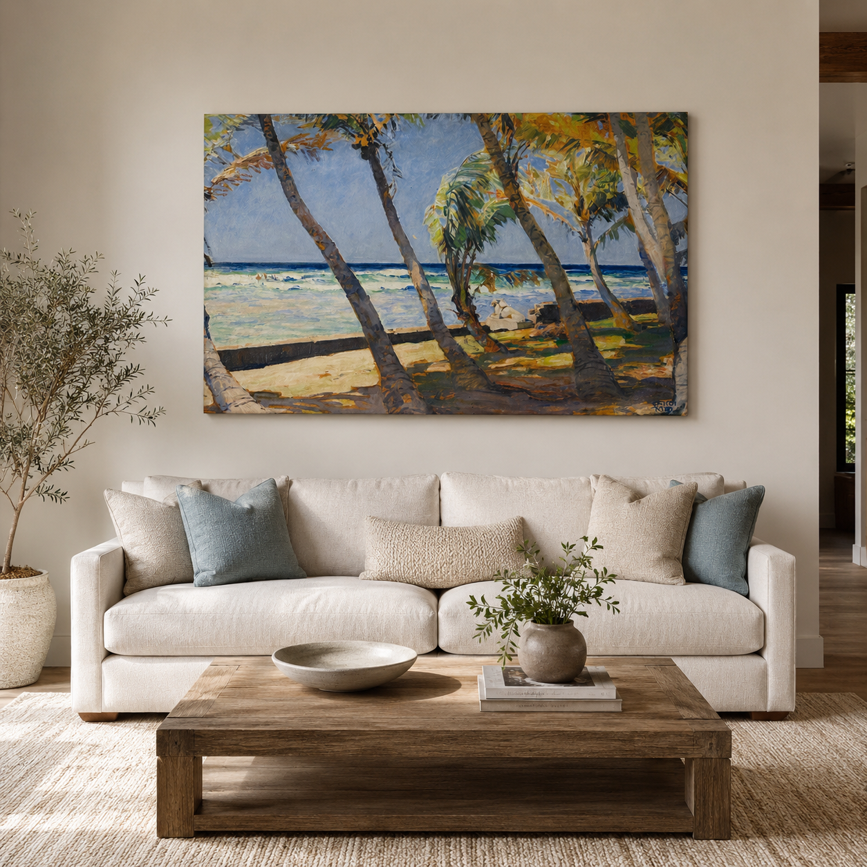 Coastal Landscape Art Print on Canvas, Gallery Wrapped, 48 × 36 in