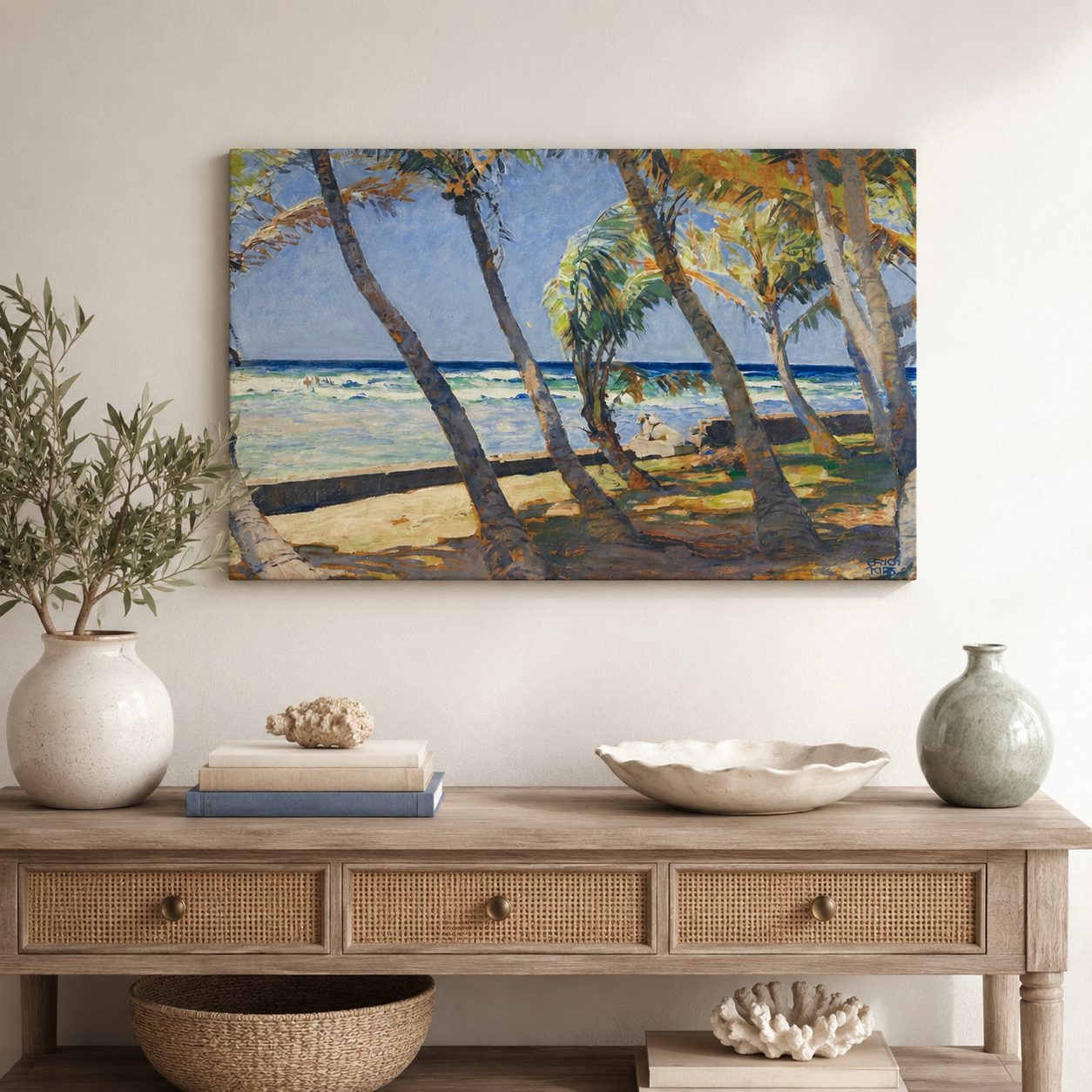 Coastal Landscape Art Print on Canvas, Gallery Wrapped, 48 × 36 in