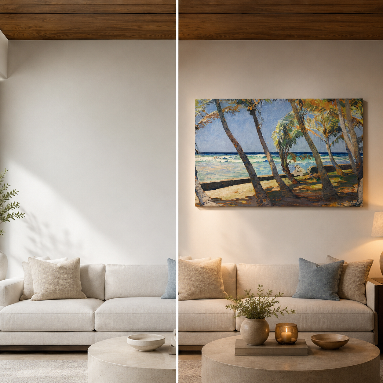 Coastal Landscape Art Print on Canvas, Gallery Wrapped, 48 × 36 in