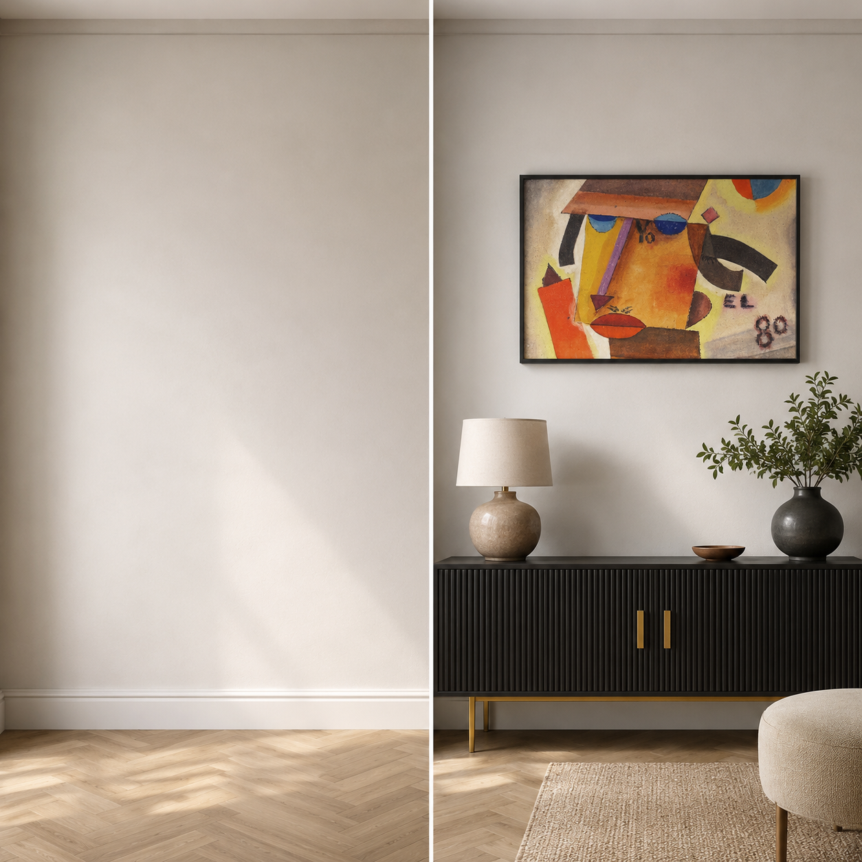 Abstract Art Print on Canvas gallery Frame (Black) 36x24 In