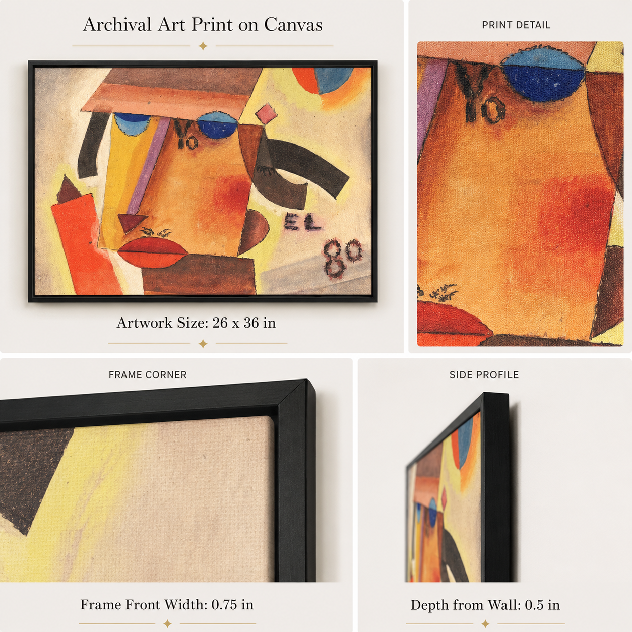 Abstract Art Print on Canvas gallery Frame (Black) 36x24 In