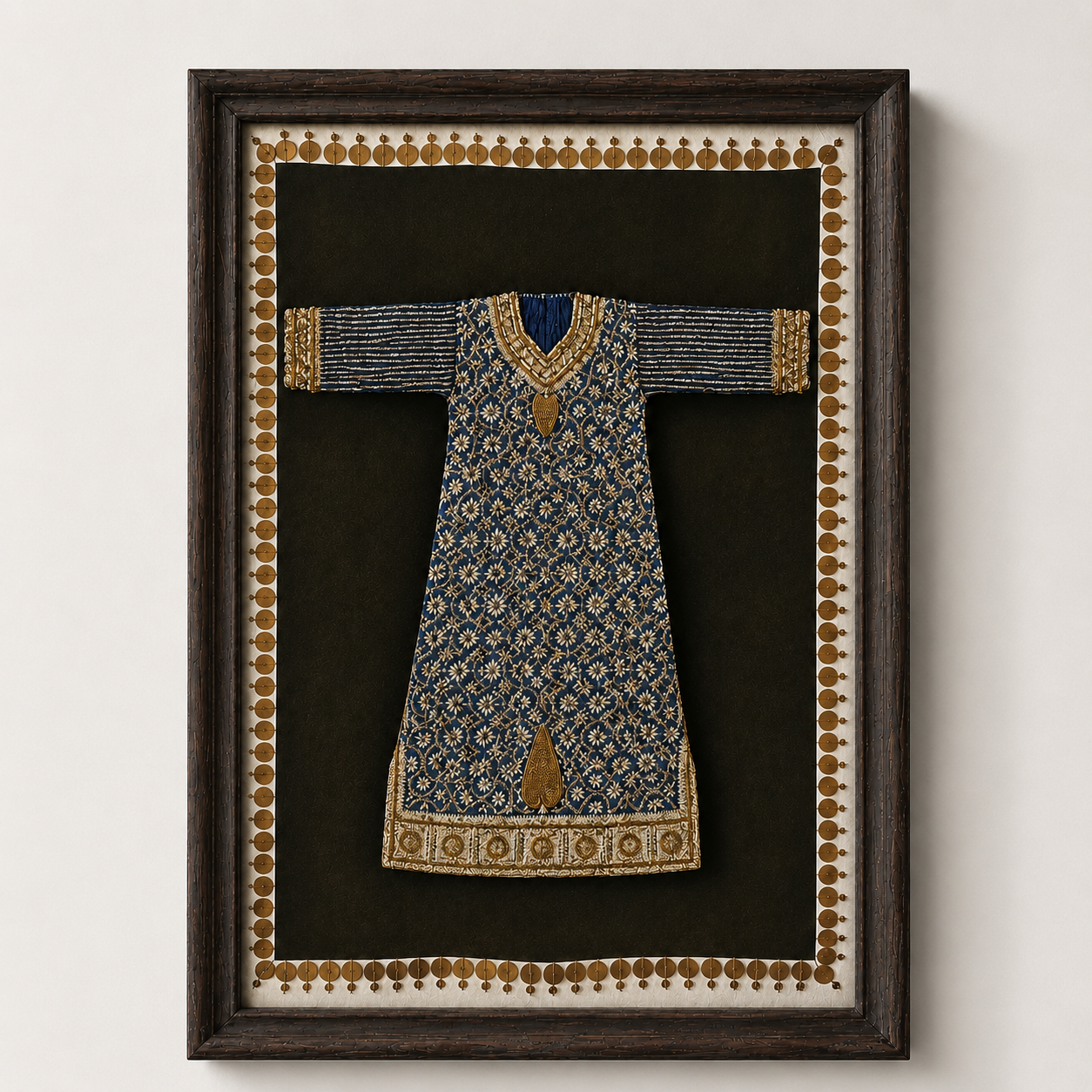 Traditional Indian Poshak Canvas Art Print – Walnut Wooden Moulding Frame, 26 × 18 in