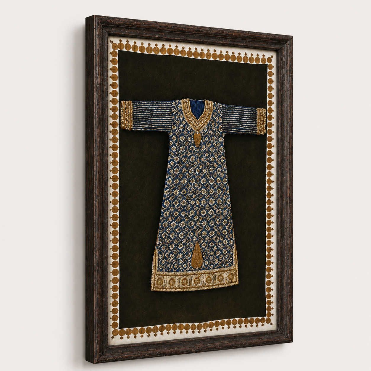 Traditional Indian Poshak Canvas Art Print – Walnut Wooden Moulding Frame, 26 × 18 in