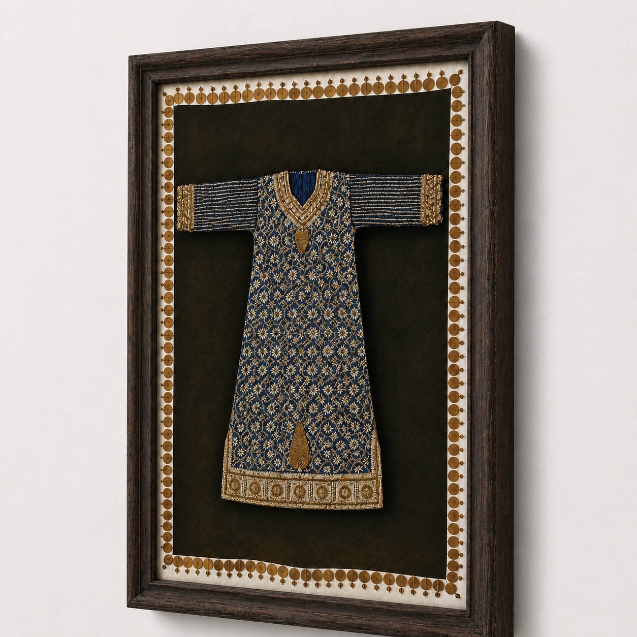 Traditional Indian Poshak Canvas Art Print – Walnut Wooden Moulding Frame, 26 × 18 in