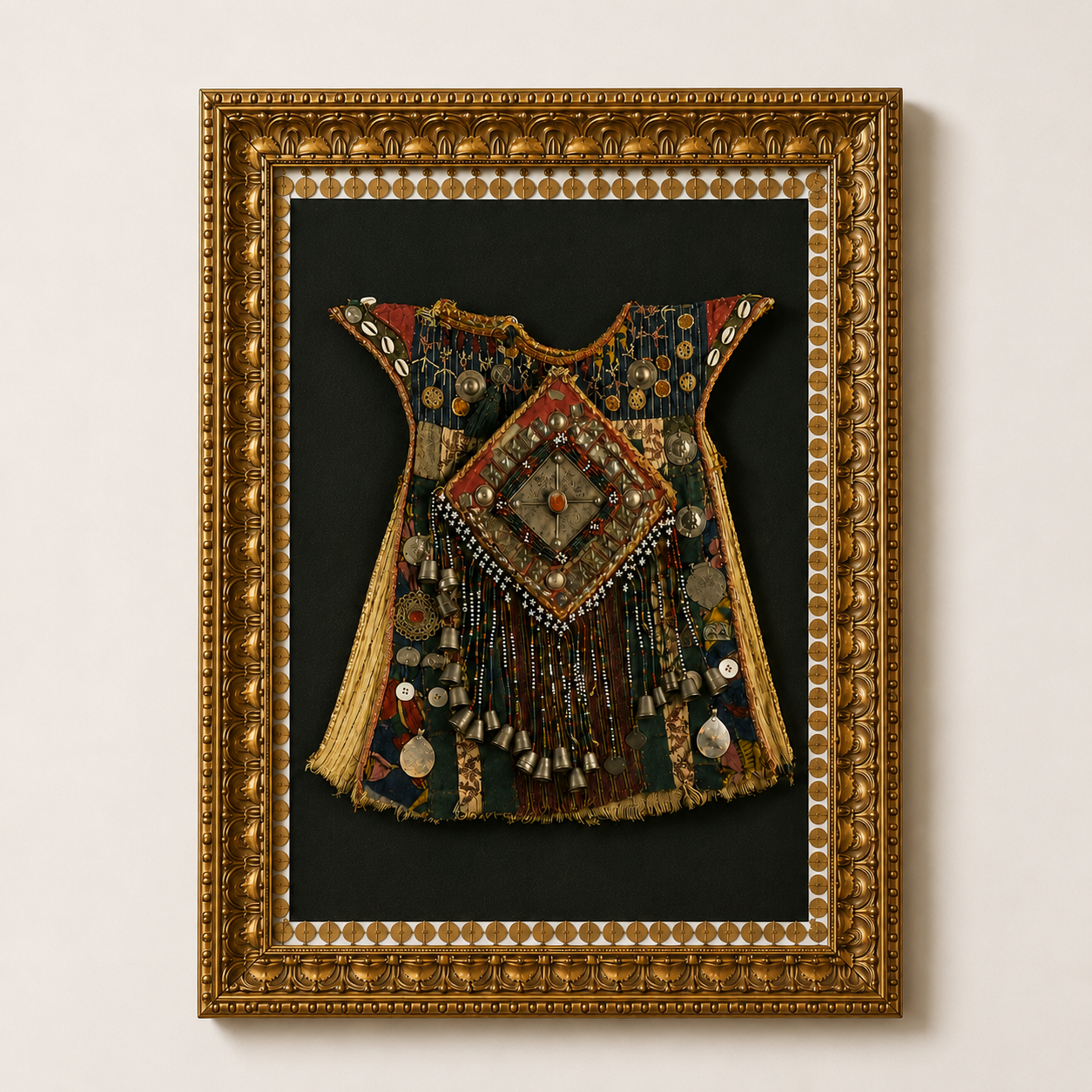 Traditional Indian Poshak Canvas Art Print – Ornate Gold Frame, 32 × 24 in