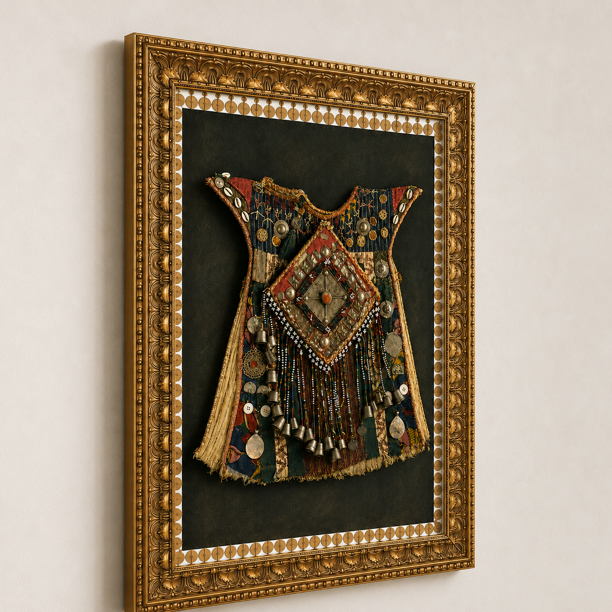 Traditional Indian Poshak Canvas Art Print – Ornate Gold Frame, 32 × 24 in