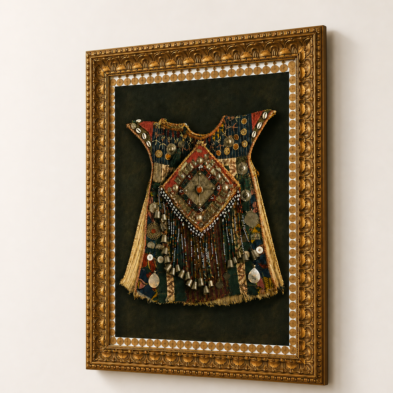 Traditional Indian Poshak Canvas Art Print – Ornate Gold Frame, 32 × 24 in