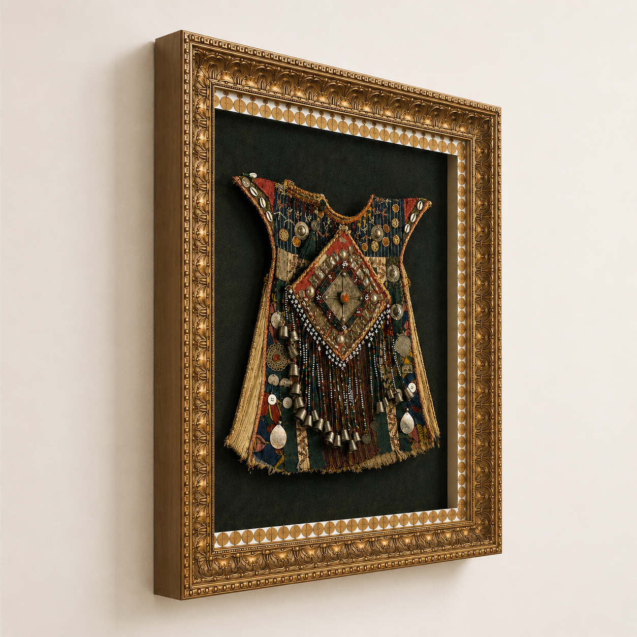 Traditional Indian Poshak Canvas Art Print – Ornate Gold Frame, 32 × 24 in
