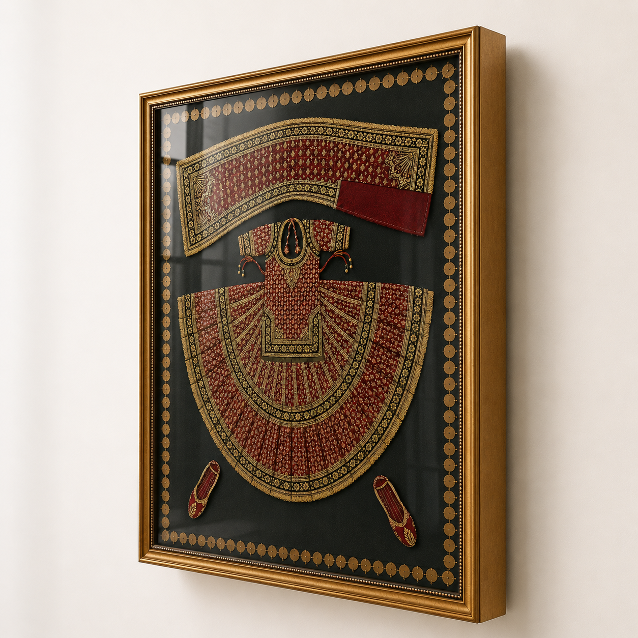 Traditional Indian Poshak Canvas Art Print with Glass – Thin Profile Gold Frame, 36 × 30 in