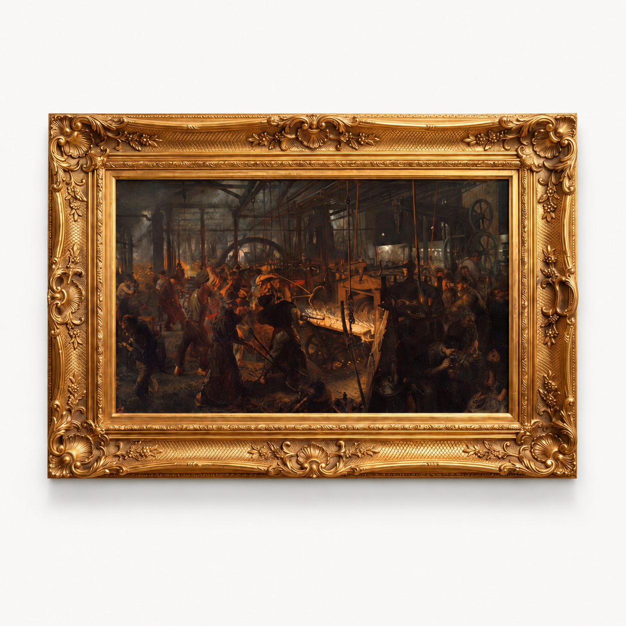 European classical Art Print on Canvas - Ornate Frame (Gold) 32 x 44 In