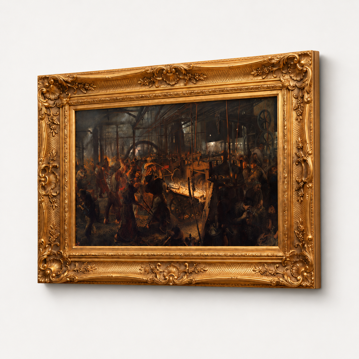 European classical Art Print on Canvas - Ornate Frame (Gold) 32 x 44 In