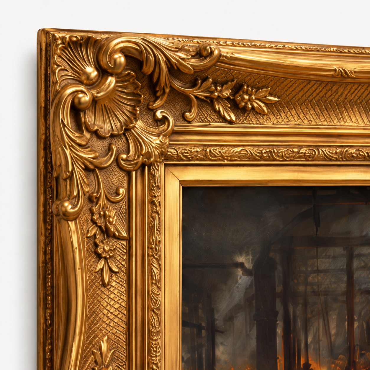 European classical Art Print on Canvas - Ornate Frame (Gold) 32 x 44 In