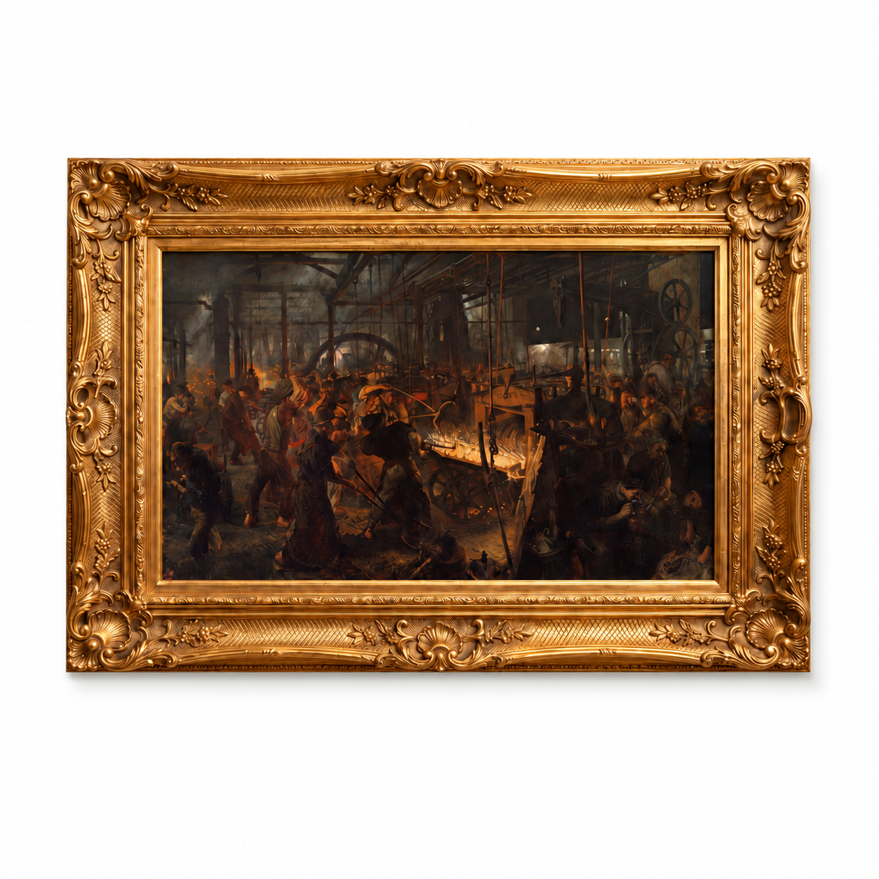 European classical Art Print on Canvas - Ornate Frame (Gold) 32 x 44 In