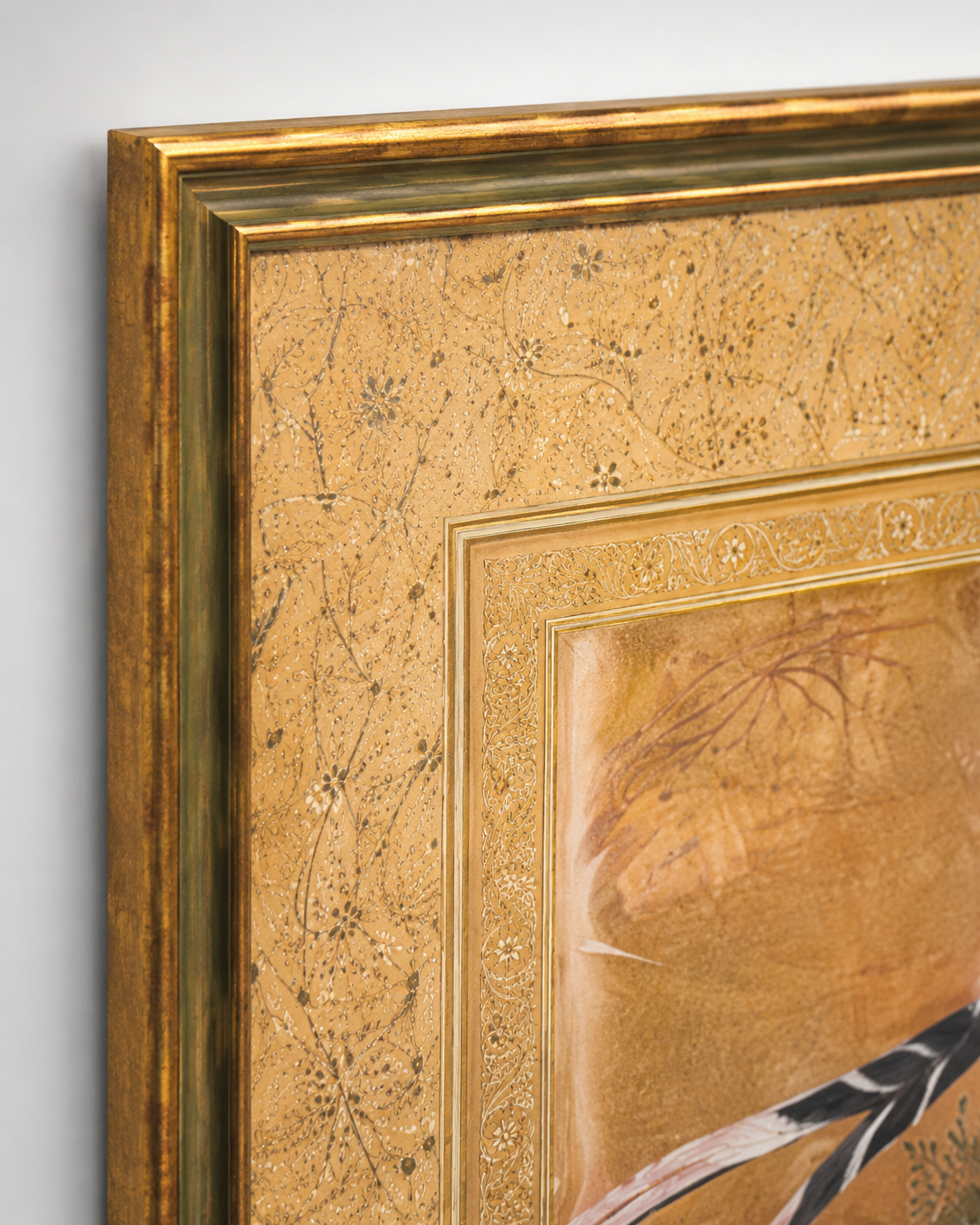 Indian Miniature Art Prints on Canvas – Rustic Indian Gold Frame, Set of 2, 24 × 18 in Each