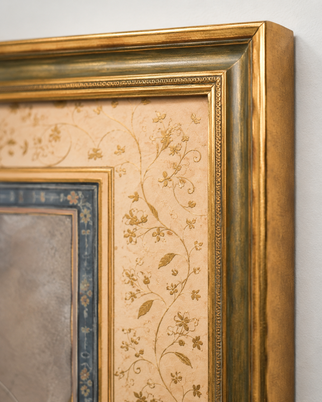 Indian Miniature Art Prints on Canvas – Rustic Indian Gold Frame, Set of 2, 24 × 18 in Each