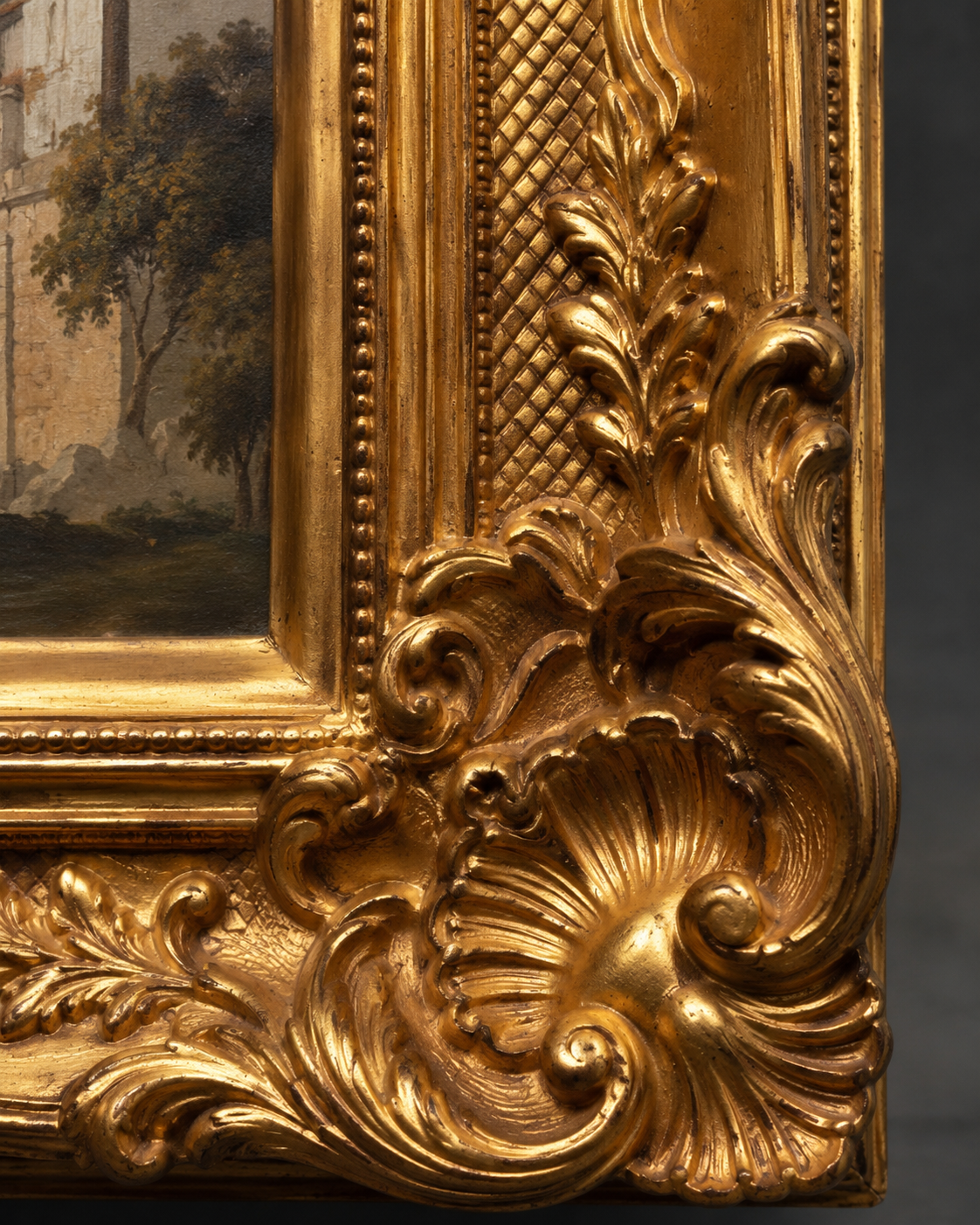 Indian Landscape Art Print on Canvas – Ornate Gold Frame, 32 × 44 in