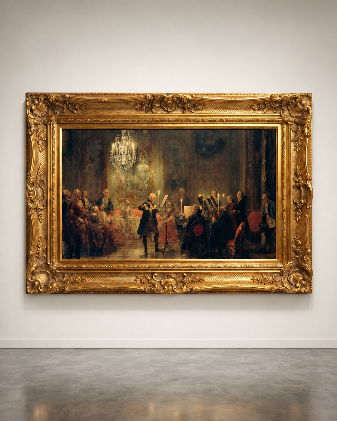 European classical Art Print on Canvas - Ornate Frame (Gold) 32 x 44 In