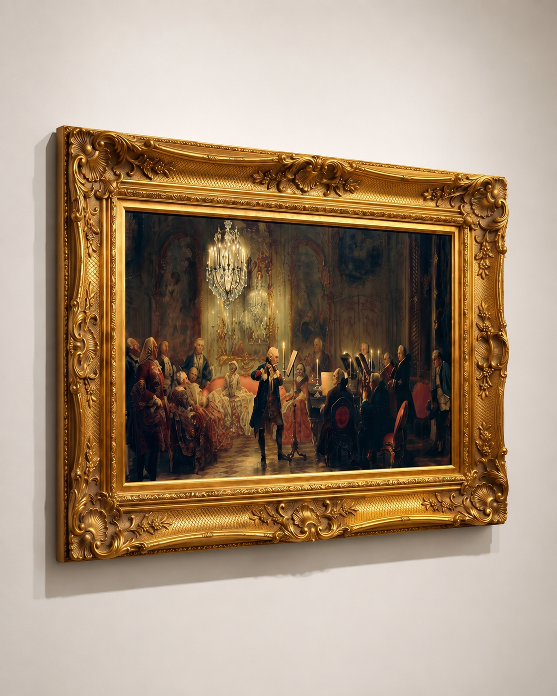 European classical Art Print on Canvas - Ornate Frame (Gold) 32 x 44 In