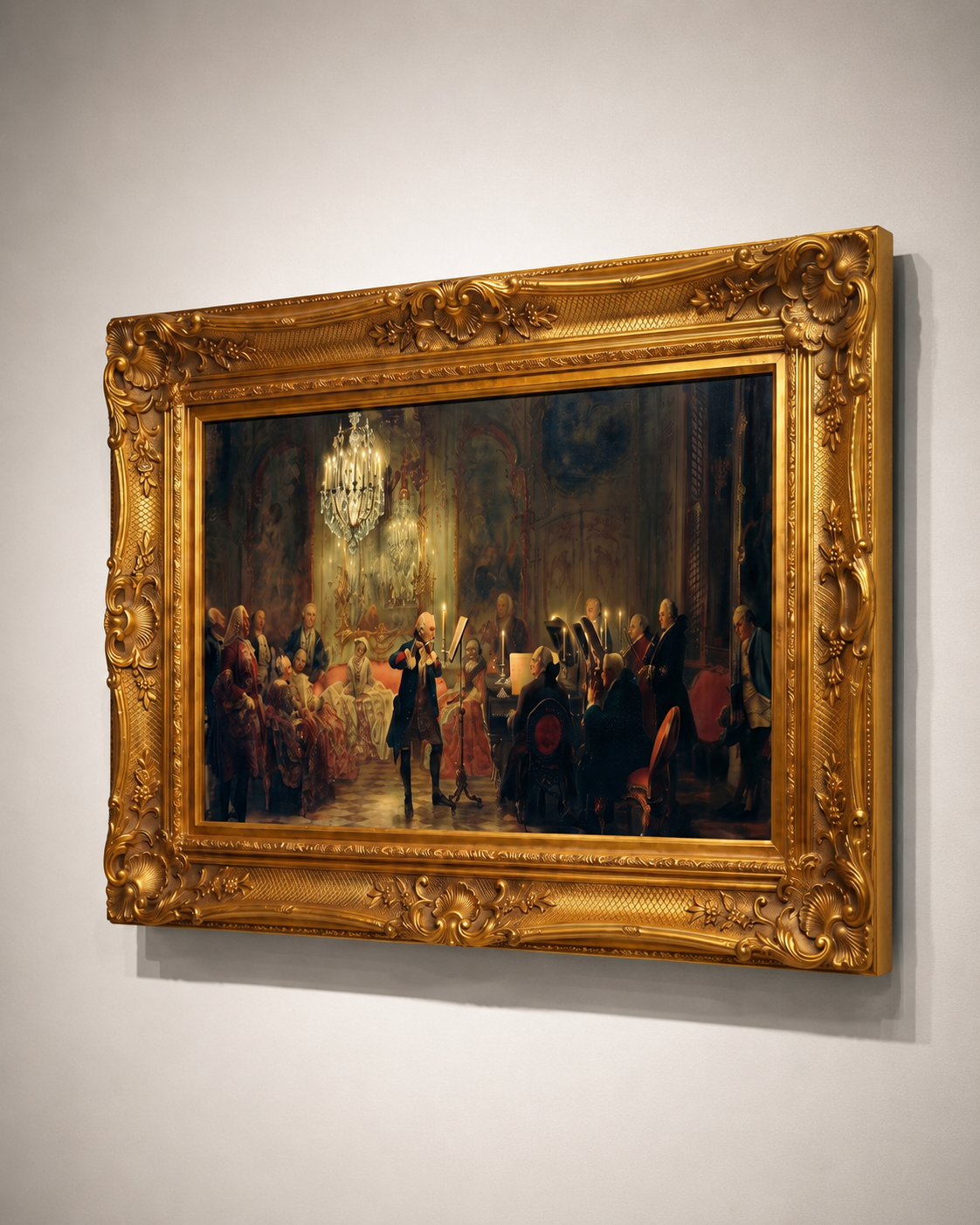 European classical Art Print on Canvas - Ornate Frame (Gold) 32 x 44 In