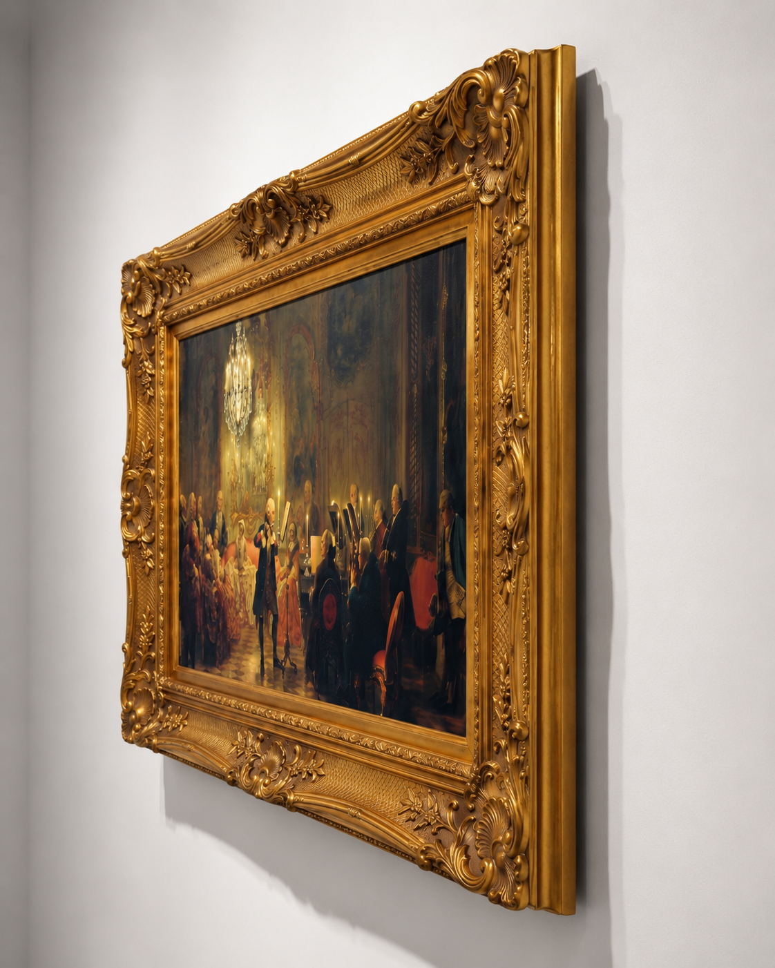 European classical Art Print on Canvas - Ornate Frame (Gold) 32 x 44 In