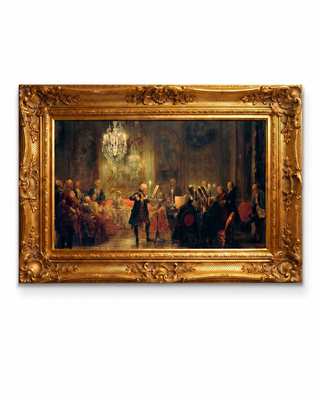 European classical Art Print on Canvas - Ornate Frame (Gold) 32 x 44 In