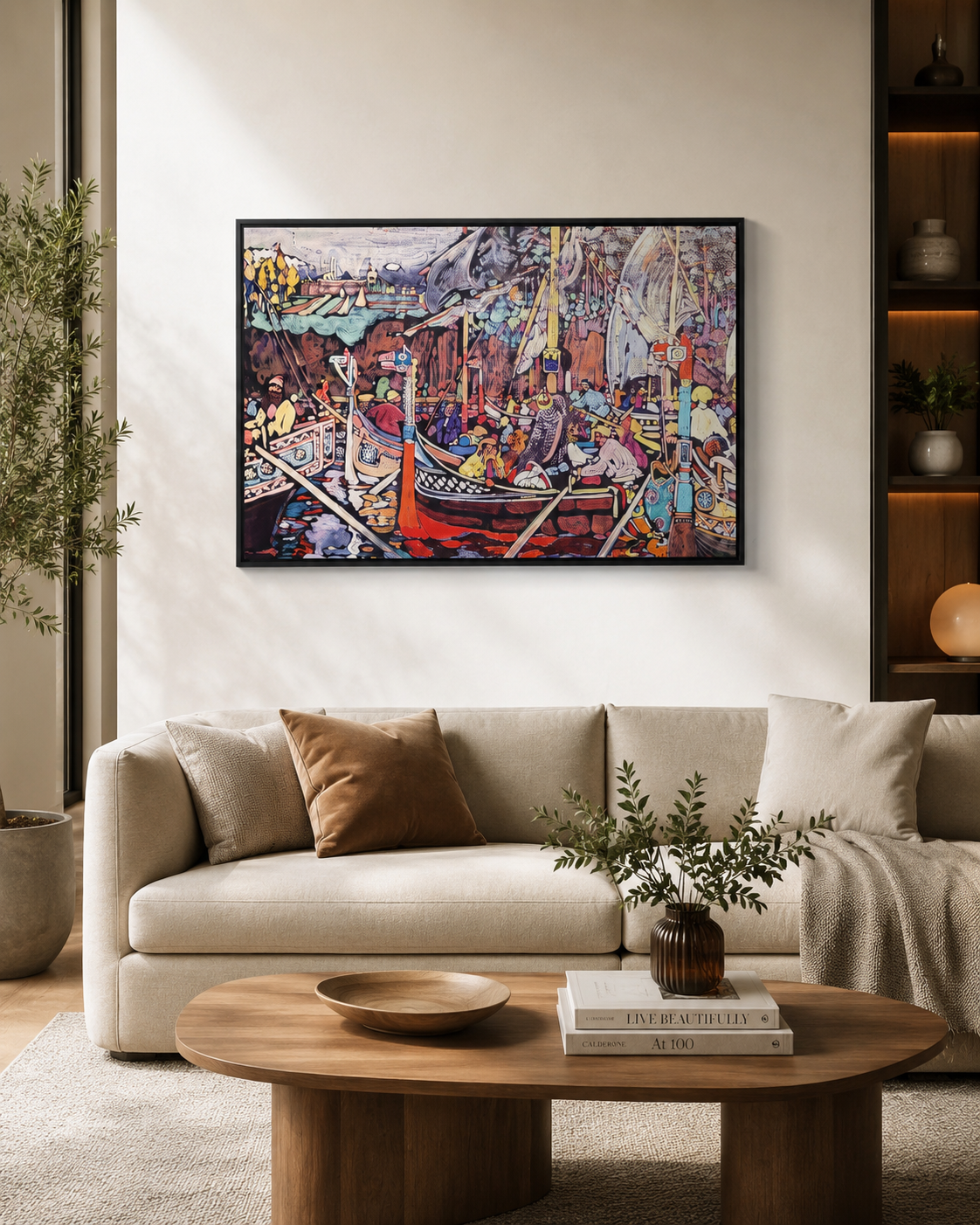 Abstract Art Print on Canvas gallery Frame (Black) 36 x 24 In
