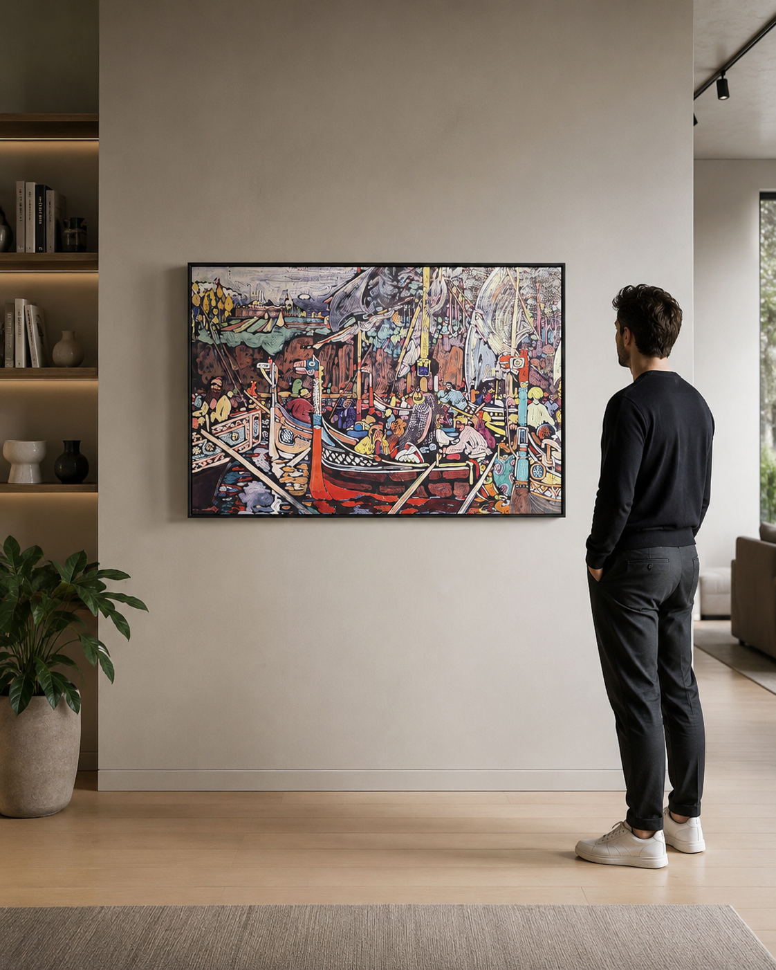 Abstract Art Print on Canvas gallery Frame (Black) 36 x 24 In