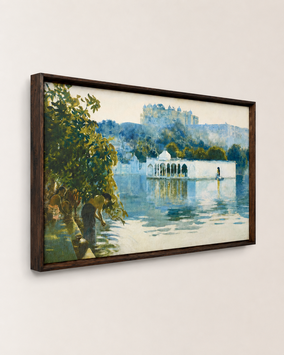 Oriental Art Print on Canvas-Teak Wood Thin-Profile Frame-48 x 28 In
