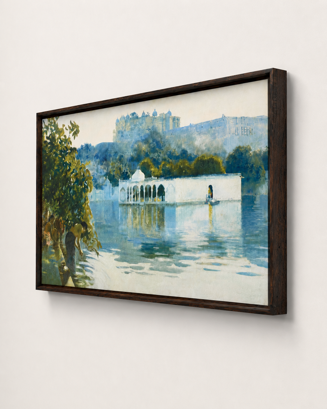 Oriental Art Print on Canvas-Teak Wood Thin-Profile Frame-48 x 28 In