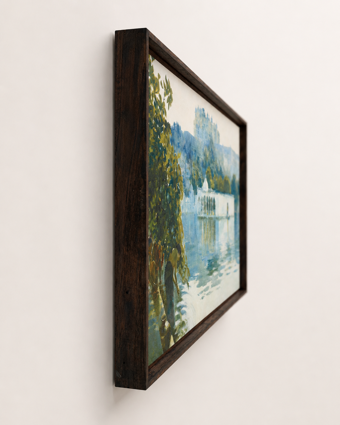 Oriental Art Print on Canvas-Teak Wood Thin-Profile Frame-48 x 28 In