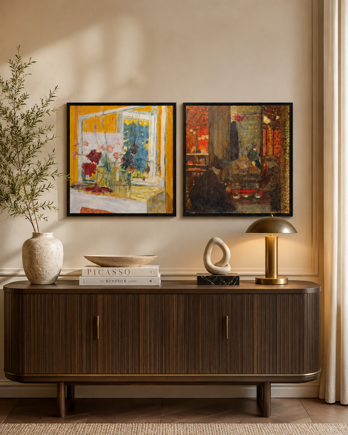 Abstract Art Print on Canvas gallery Frame (Black) 25 x 25 in (Set of 2)