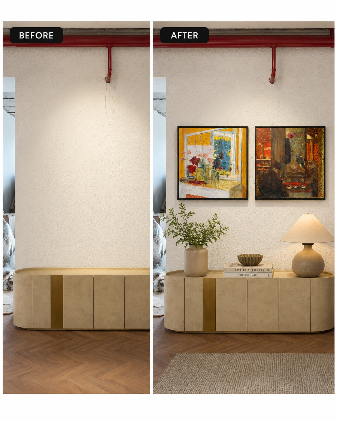 Abstract Art Print on Canvas gallery Frame (Black) 25 x 25 in (Set of 2)