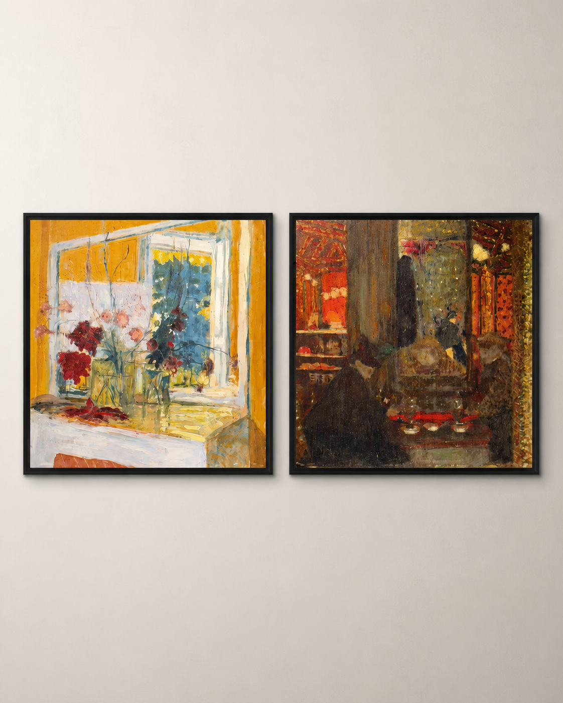 Abstract Art Print on Canvas gallery Frame (Black) 25 x 25 in (Set of 2)