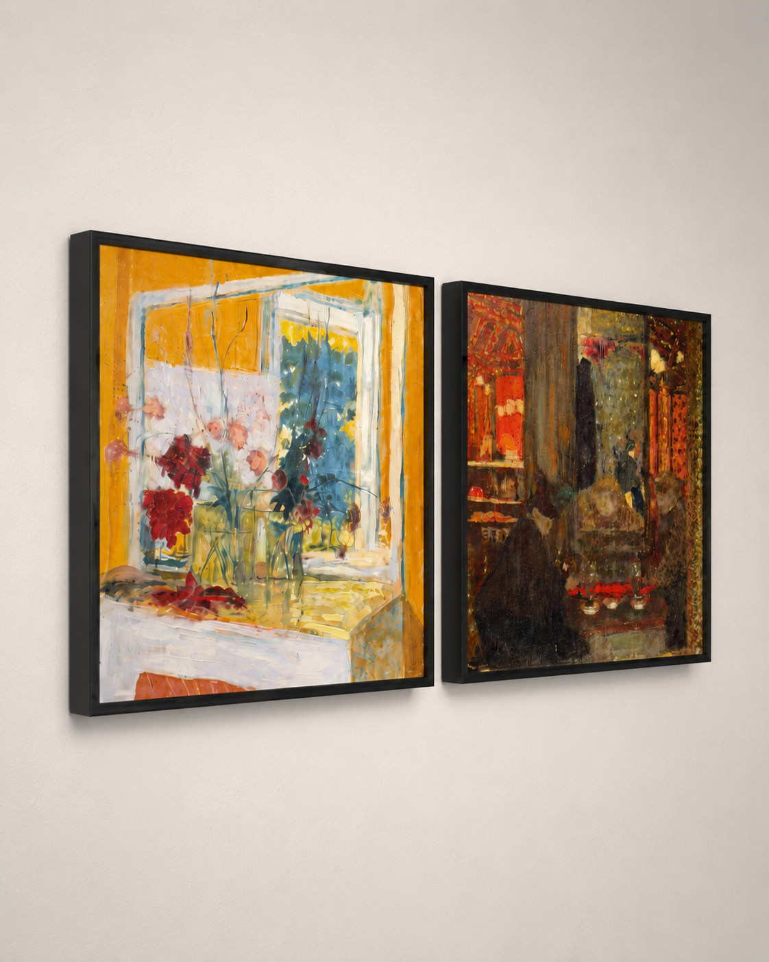 Abstract Art Print on Canvas gallery Frame (Black) 25 x 25 in (Set of 2)