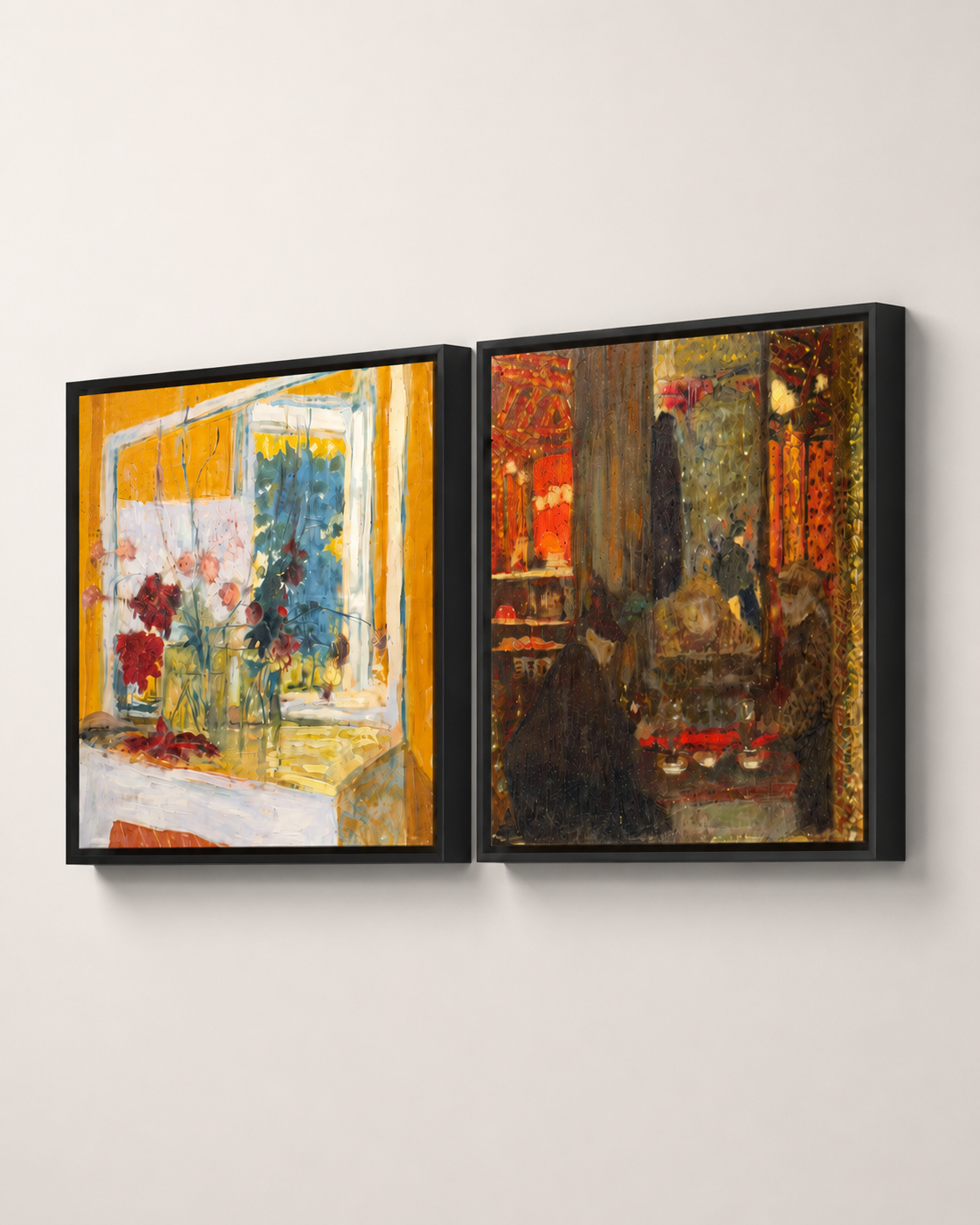 Abstract Art Print on Canvas gallery Frame (Black) 25 x 25 in (Set of 2)