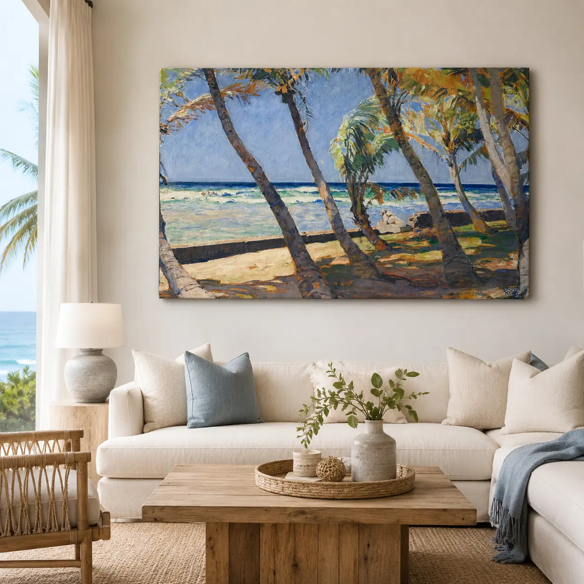 Coastal Landscape Art Print on Canvas, Gallery Wrapped, 48 × 36 in [OBJ260024]