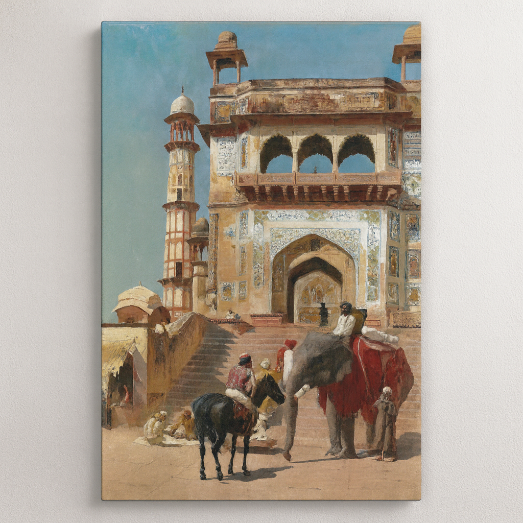 Before the great Jami Masjid mosque, Mathura, India (1883)