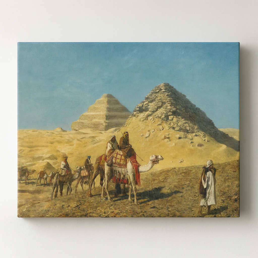 Camel Caravan Amid The Pyramids, Egypt